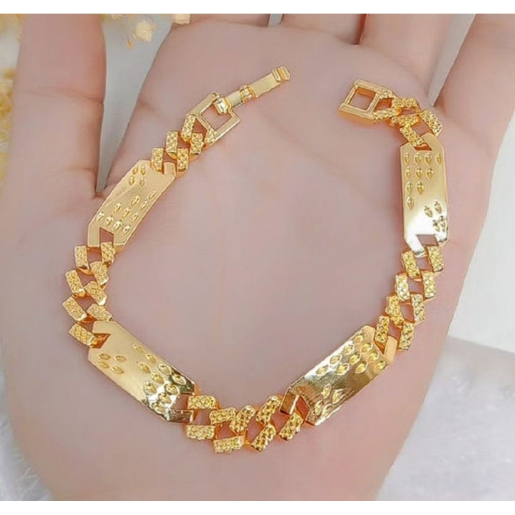 Gelang Rantai Gold Wanita Gelang Rantai Model Plat 17cm