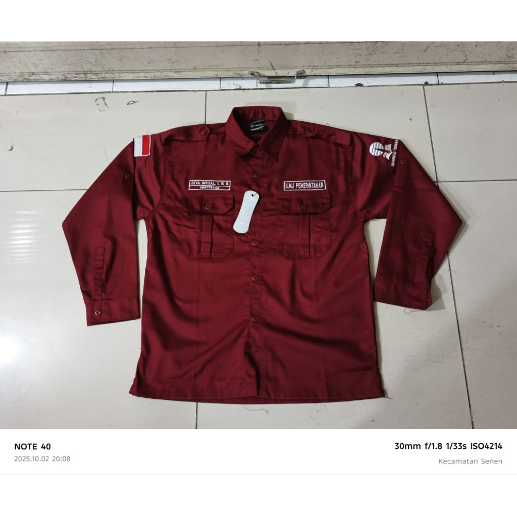 kemeja universitas terbuka baju pdh universitas terbuka fakultas ilmu Pemerintahan marun panjang