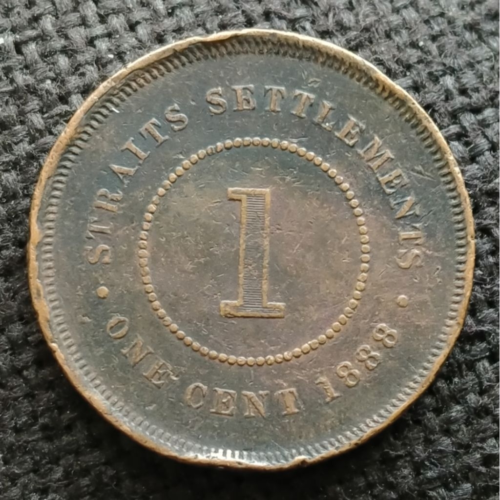 Koin Kuno Straits Settlements 1 Cent tahun 1888 Queen Victoria