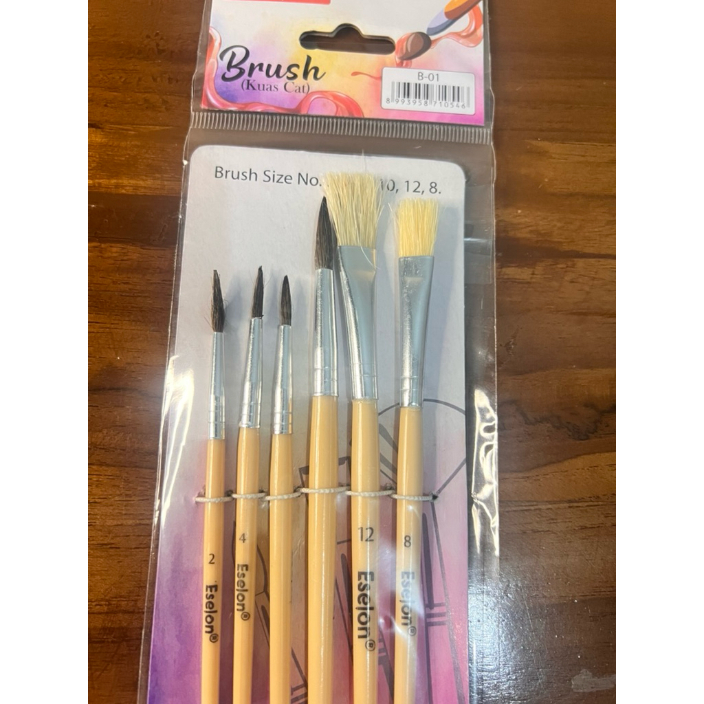 Kuas lukis cat air 1 set isi 6