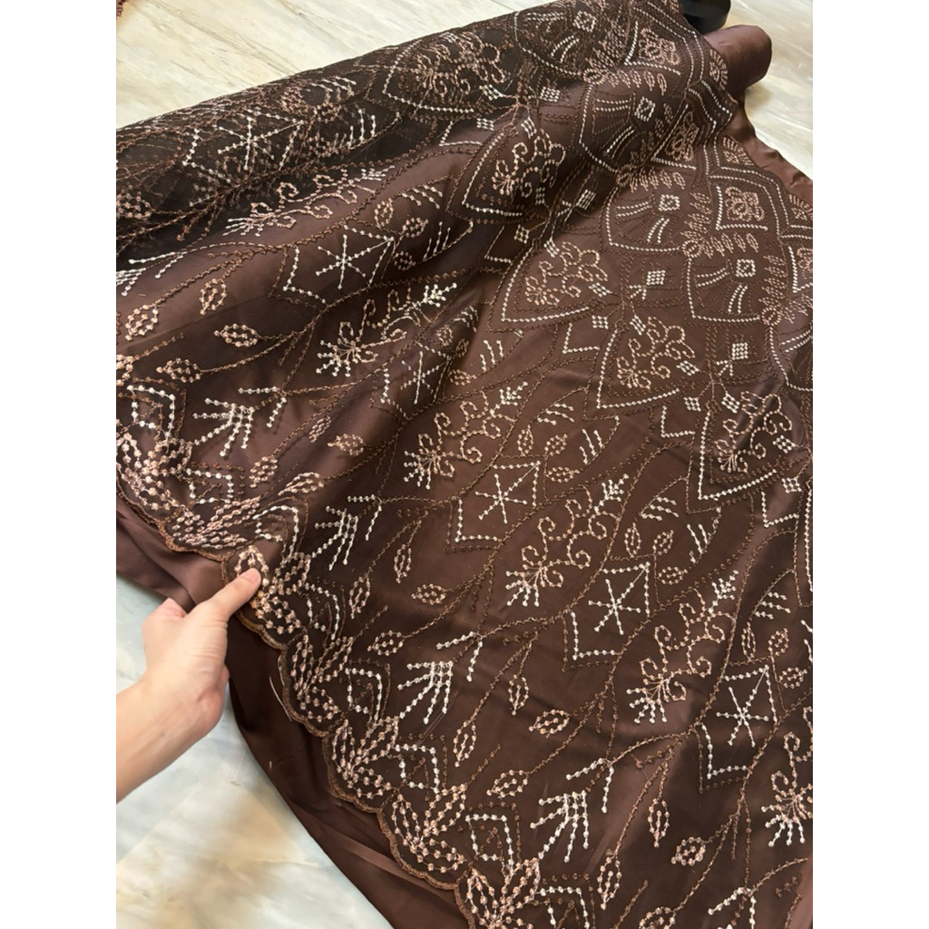 Bahan Kain Tile Brokat Elisab 2tone Warna Bahan Kebaya Tulle tile Brukat