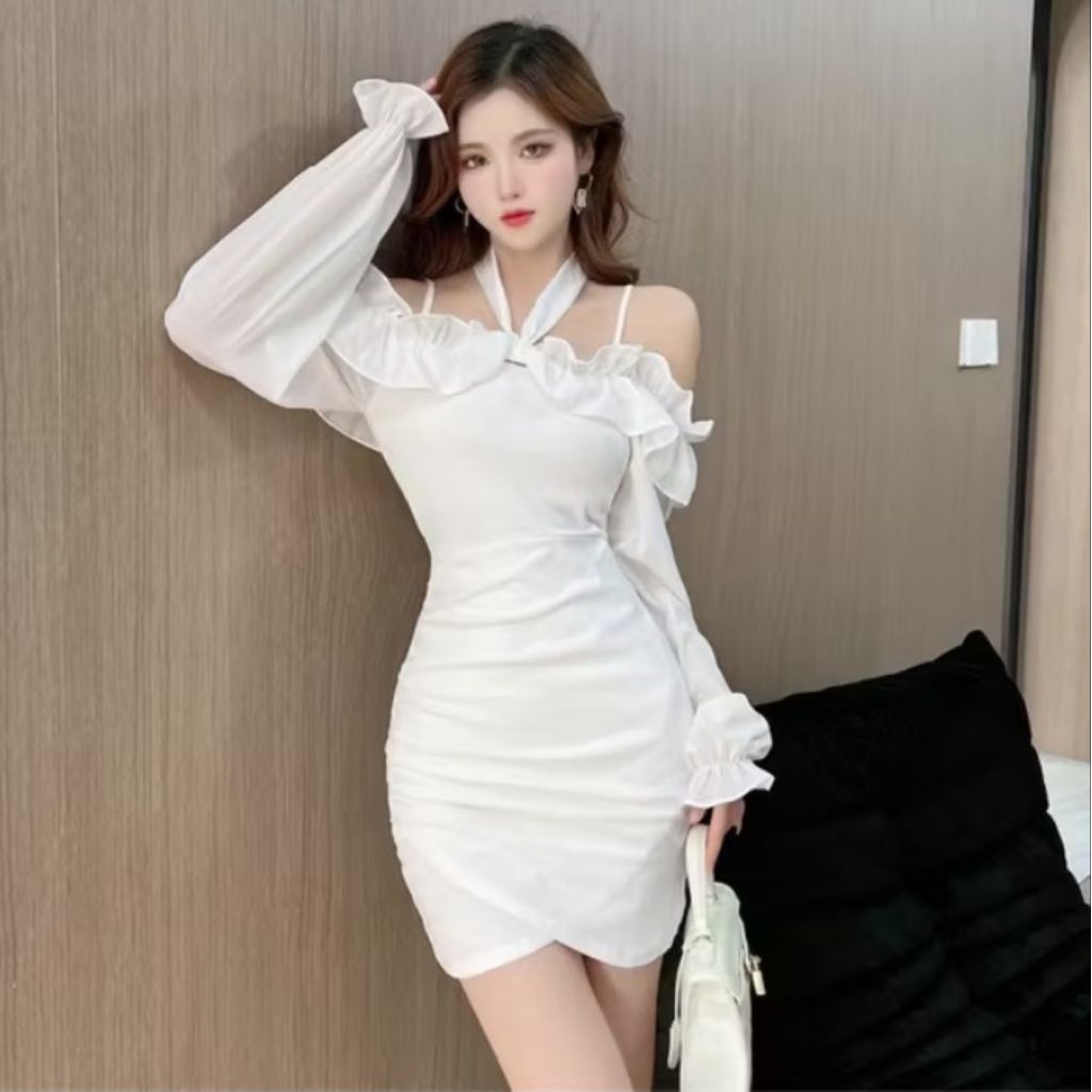 Mini dress casual bodycon long sleeve slimbody