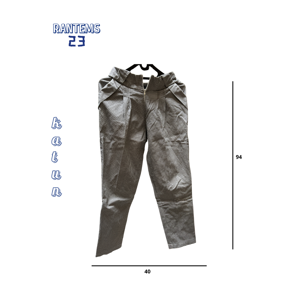 Celana Panjang Garis Garis Hitam Katun - Rantems Preloved Premium