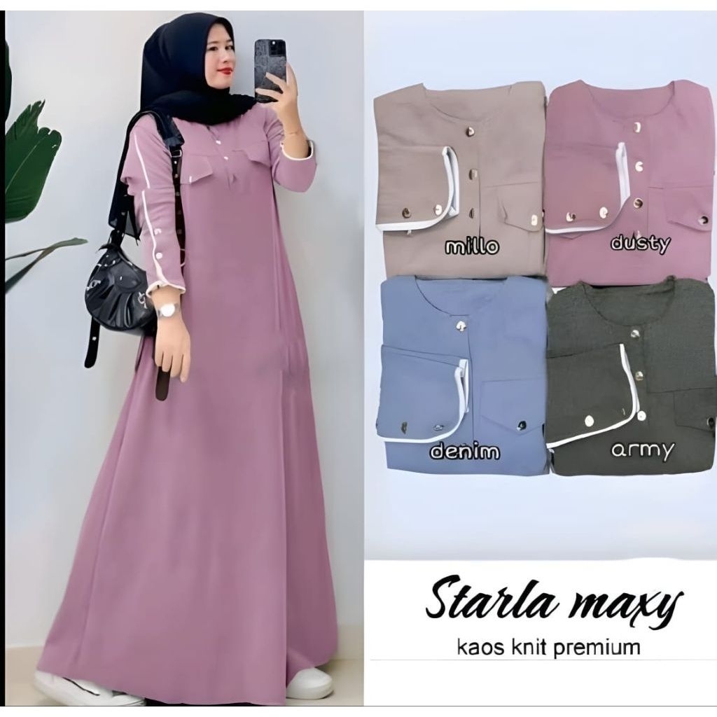 GAMIS STARLA MAXY DREES WANITA BAHAN KAOS KNIT PREMIUM//GAMIS CASUAL WANITA BUSUI FRIENDLY