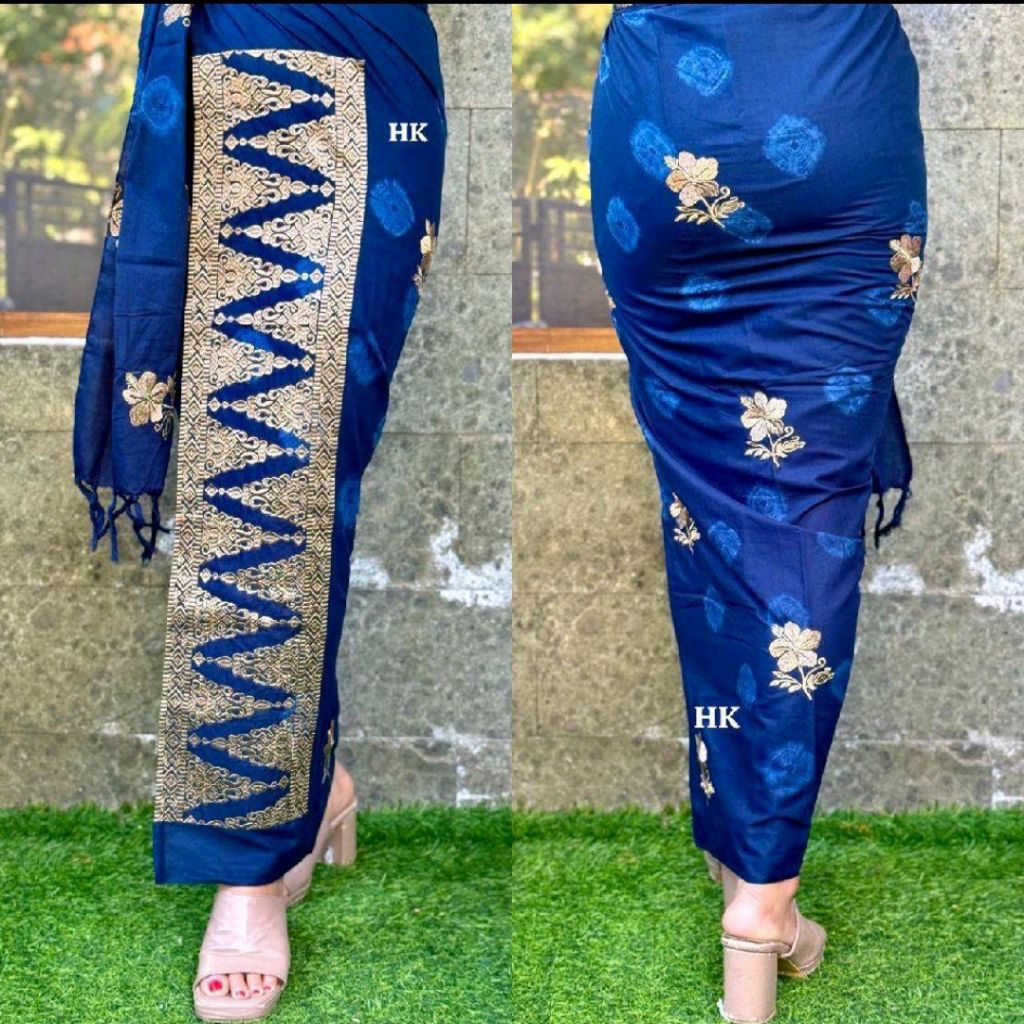 Kamen Endek Jumputan Lasem Bordir Tumpal | Kamen Lembaran Jumputan Lasem | Kekupu Bali