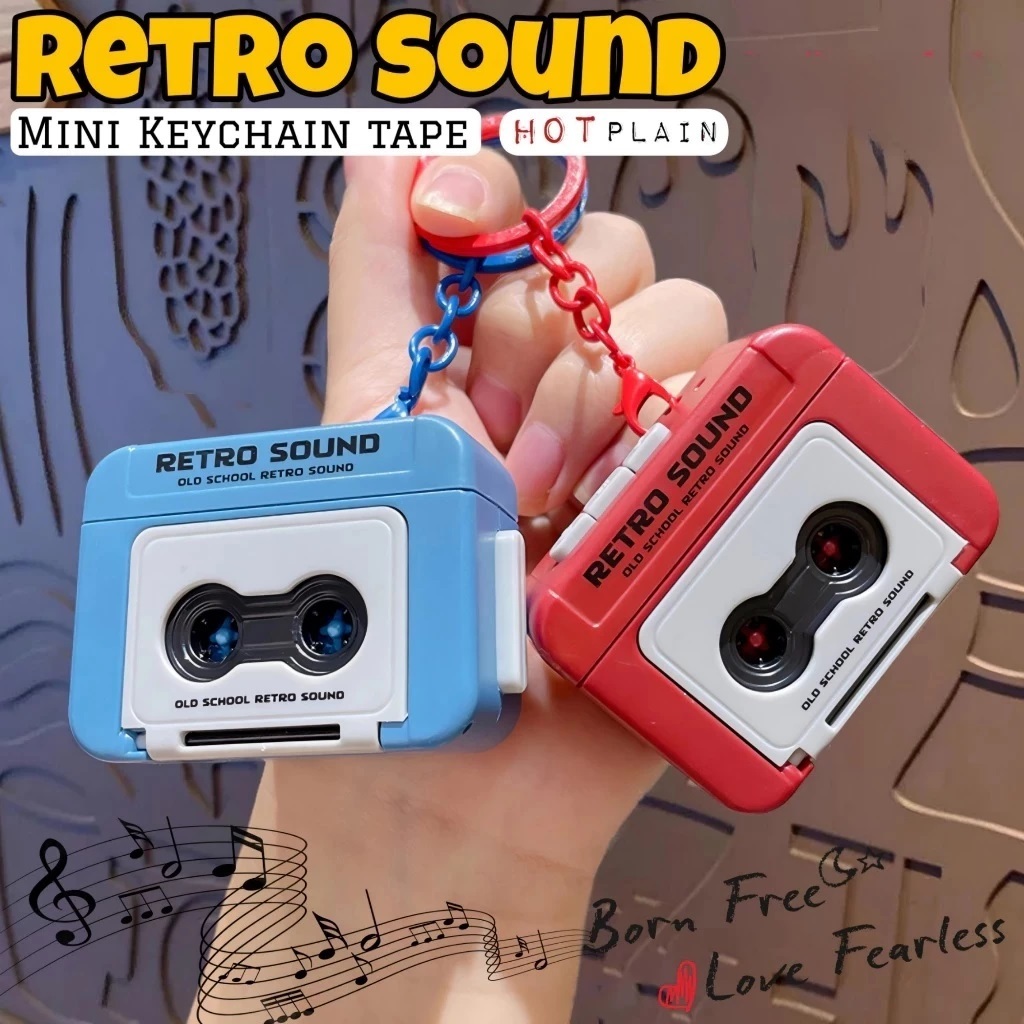 Gantungan Kunci Rekaman Suara Retro/ Mini Voice Recorder Keychain/Gantungan kunci rekam lagu unik | 