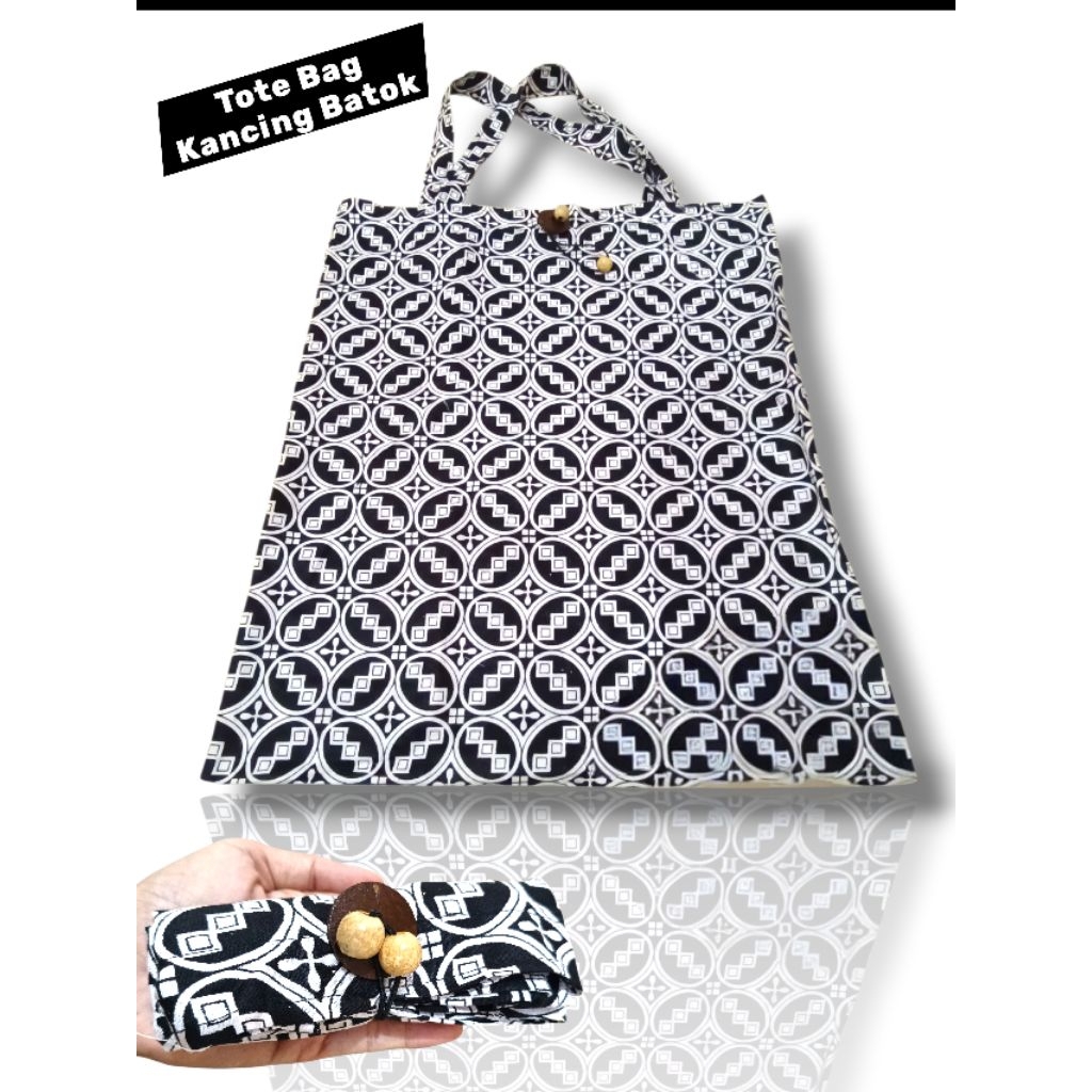 Totebag Kancing Batok kain katun batik printing/ souvenir tas Batik / batik pekalongan/ souvebir per