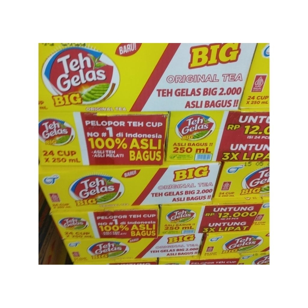Teh gelas Big original 250ml | isi 24pcs/dus | teh gelas 2000an