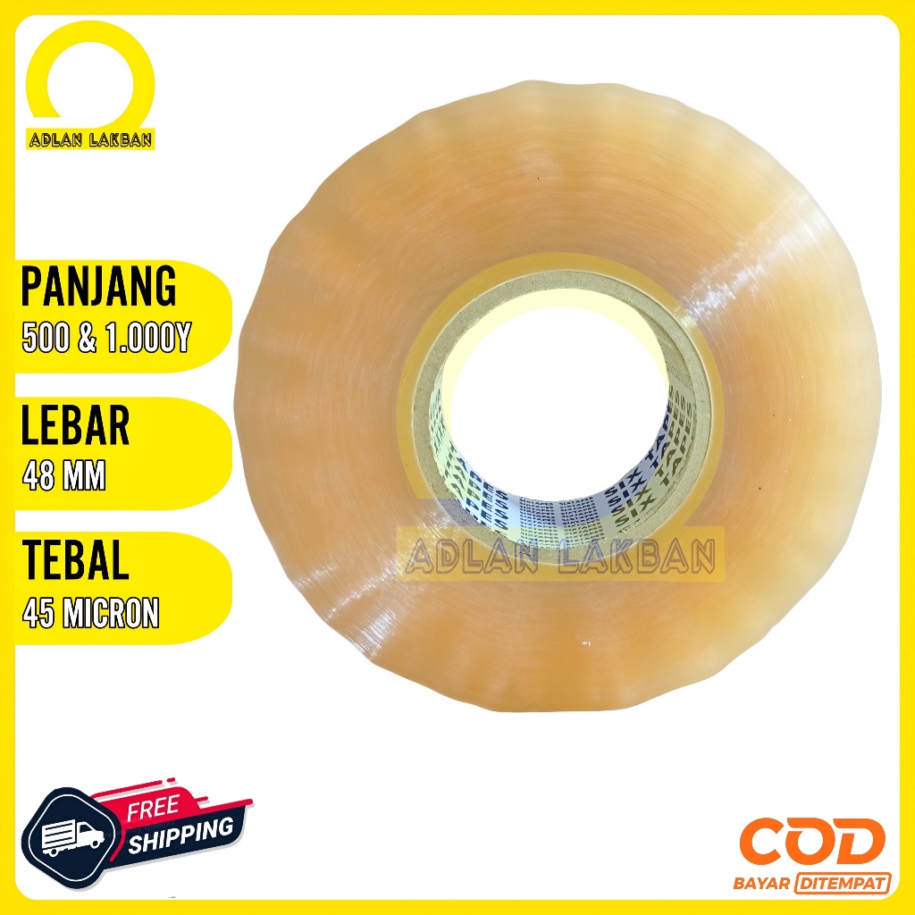 Lakban Bening 1000 Yard Full x 48mm / Lakban Jumbo Bening 2 Inch x 500 M
