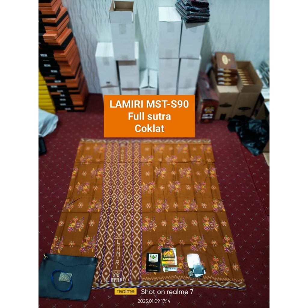 Sarung Tenun Lamiri Original S90 motif MST/Mustamin bahan full sutra,tenun tangan jahitan tengah sup