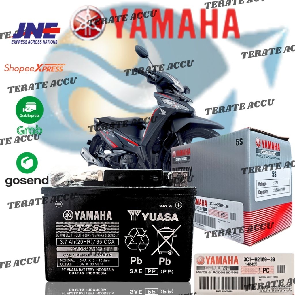 Aki Motor Full Kering Yamaha Yuasa YTZ5S Honda Supra X 125 , Kharisma , Kirana Original