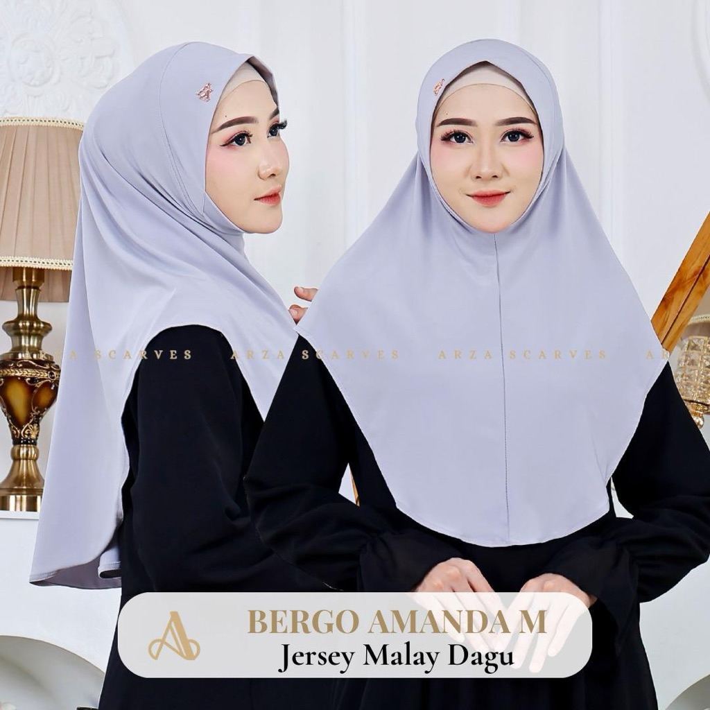 Bergo Malay Dagu By Arza Ukuran M Bahan Jersey || Hijab Instan