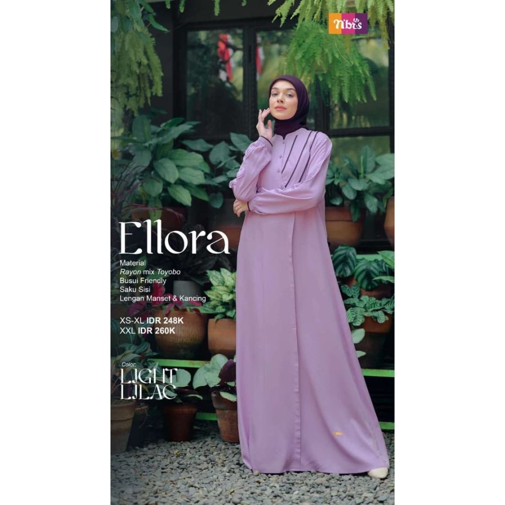GAMIS DEWASA NIBRAS ELLORA WARNA MOCHA, LILAC