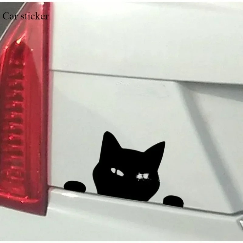 Stiker Mobil Tahan Air Anime Kartun Kucing Hitam Menyelinap Mobil Listrik Motor Komputer Lucu Dekora