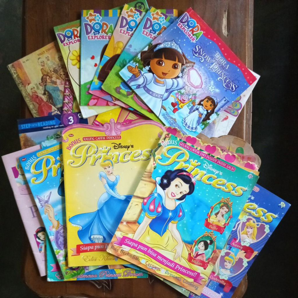 Buku Majalah Anak Princess Disney & Dora The Explorer Bahasa Indonesia