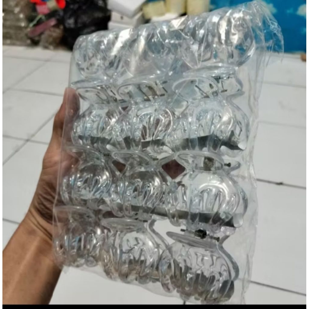 Jedai/Jepitan Rambut ukuran 5cm Warna Putih bening 5Jari