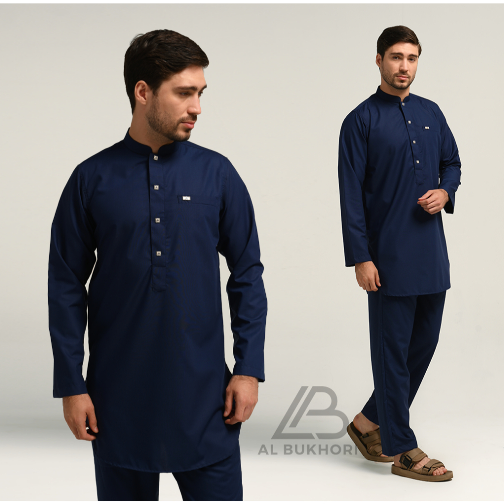 Salman TENCEL Koko Jubah Muslim Kurta Set Pakistan Pria Dewasa Lengan Panjang Kurta Othman