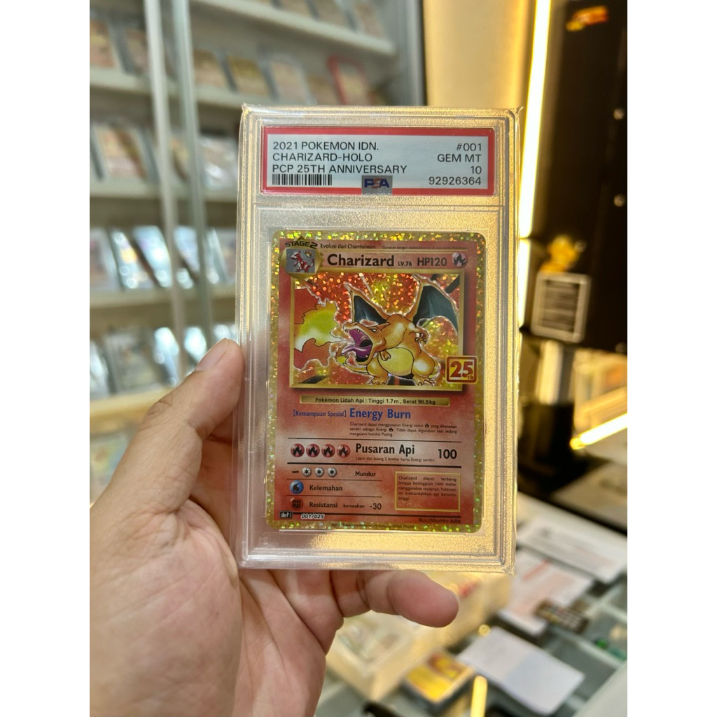 1 BUAH Charizard 25th Anniversary indonesia PSA 10 1 kartu POKEMON tcg card set Indonesia NON (engli