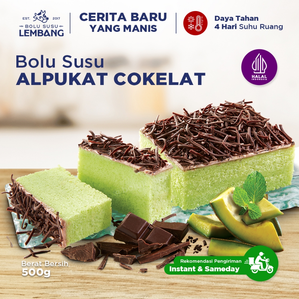 Bolu Susu Lembang Alpukat Cokelat - Reguler Pack (550gr) Oleh-oleh Khas Bandung
