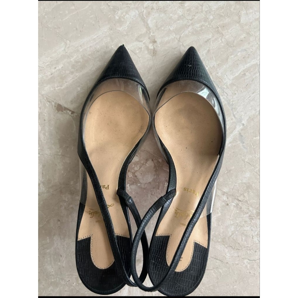 [preloved] Christian Louboutin Optisexy 70 Black Zarli PVC Slingback