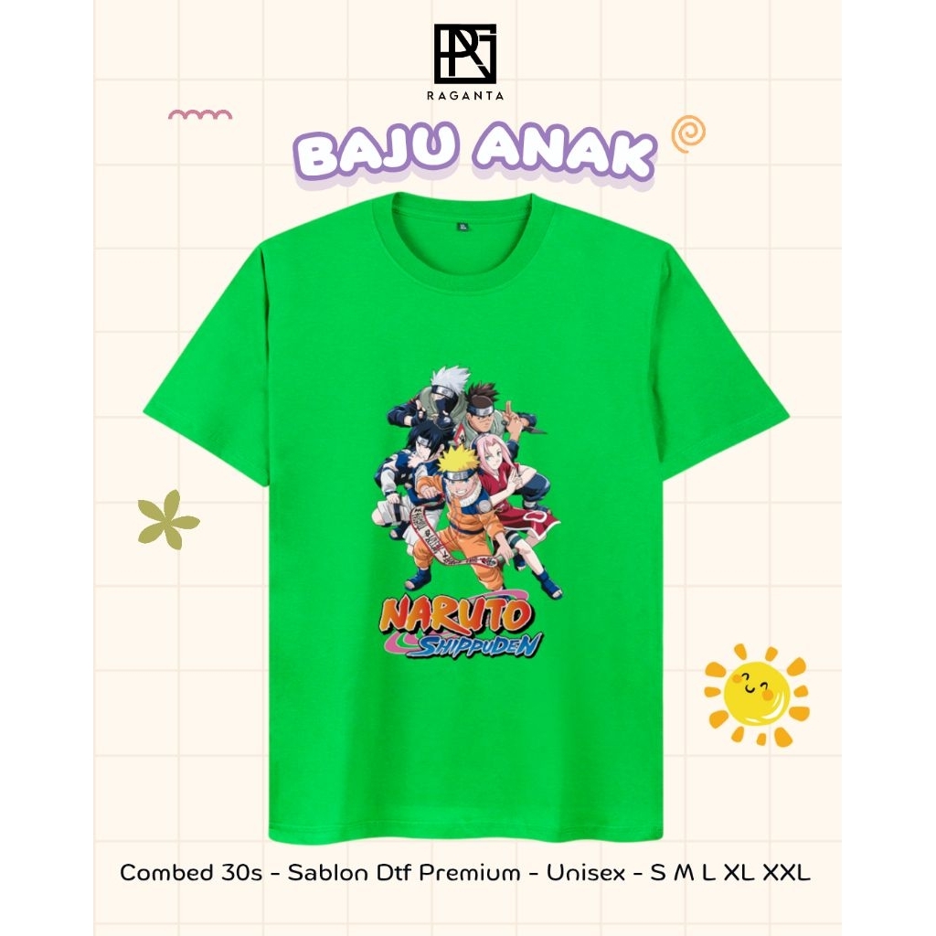 RAGANTA KAOS GAMBAR NARUTO BAJU NARUTO  KAOS HIJAU  GAMBAR KARTUN KAOS BERGAMBAR KAOS ANAK