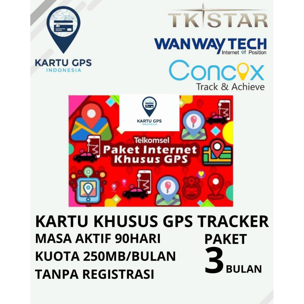 Kartu GPS Tracker Prepaid Simpati Paket 3 Bulan
