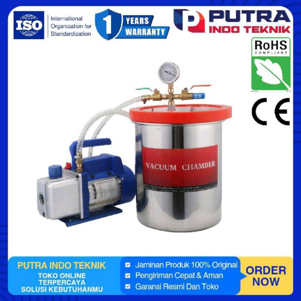 Vacuum Chamber 9 galon (34 L) + Vacuum Pump 1 hp