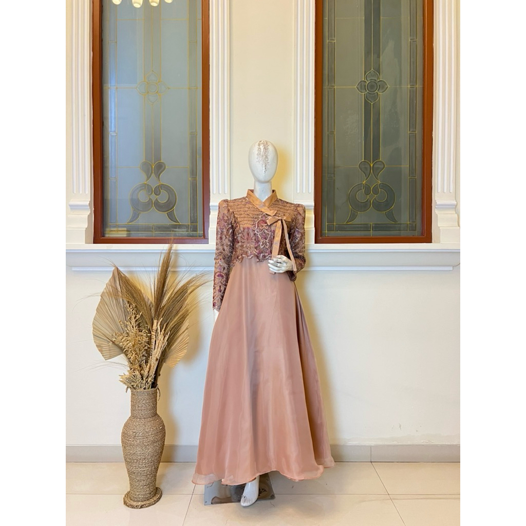 HANUM DRESS BUSUI ONE SET INNER OUTER GAMIS PESTA WANITA MAXI