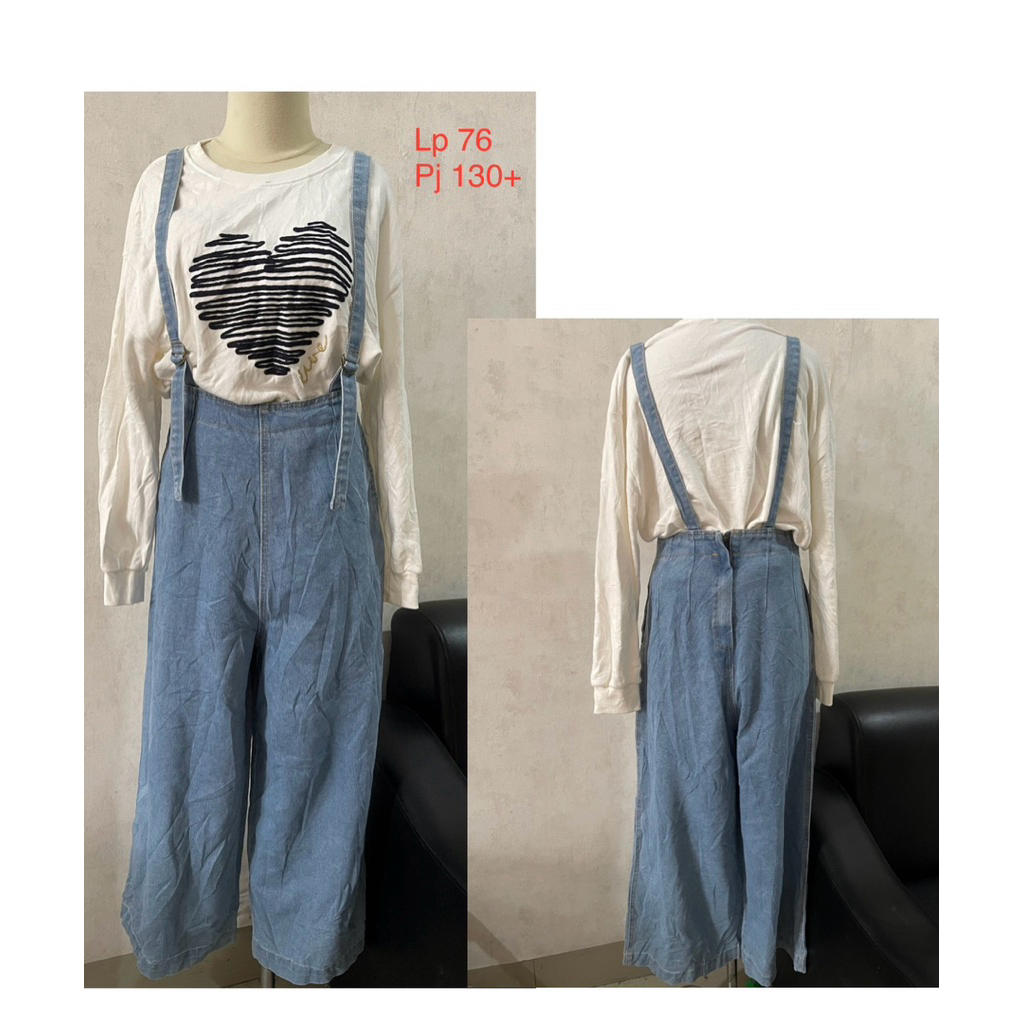 Celana kodok denim kulot celana jeans kodok overall ol denim kulot size M