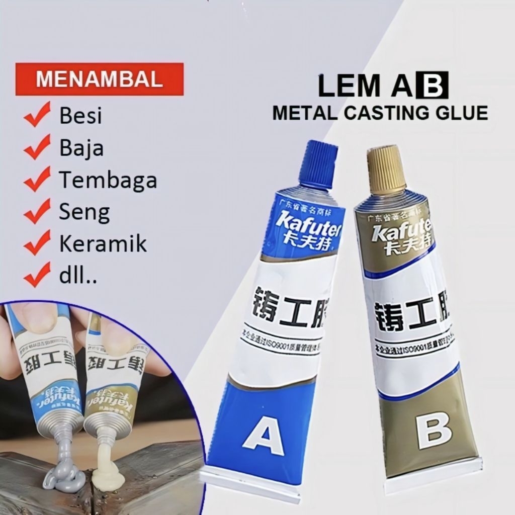 Lem Besi Epoxy A+B / Lem Logam 2 Komponen — Perekat Super Kuat untuk Besi, Pipa, Mesin & Plastik Ker