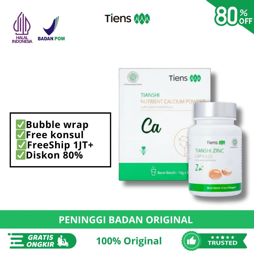 PAKET PENINGGI BADAN TIENS ORIGINAL | SUSU CALSIUM NHCP + ZINC | TIENS