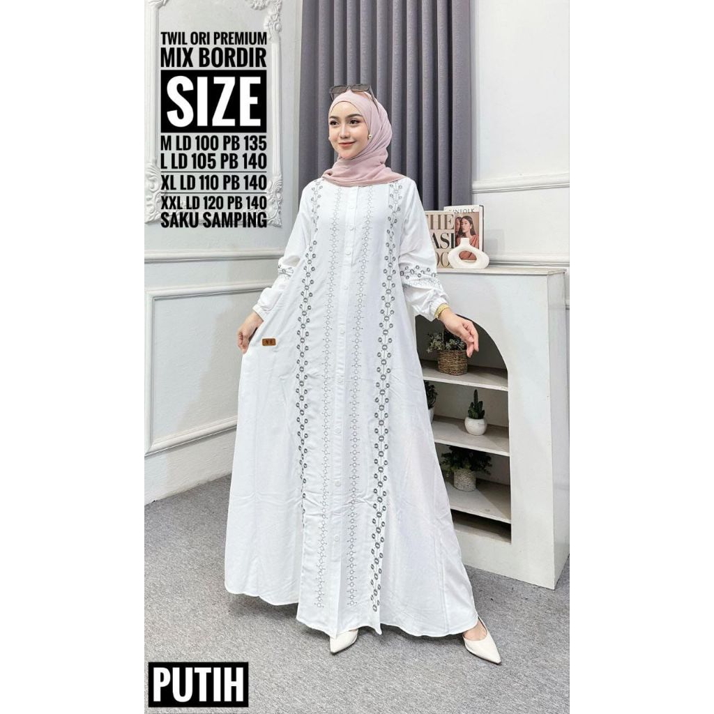 Gamis Twill ORI polos bordir