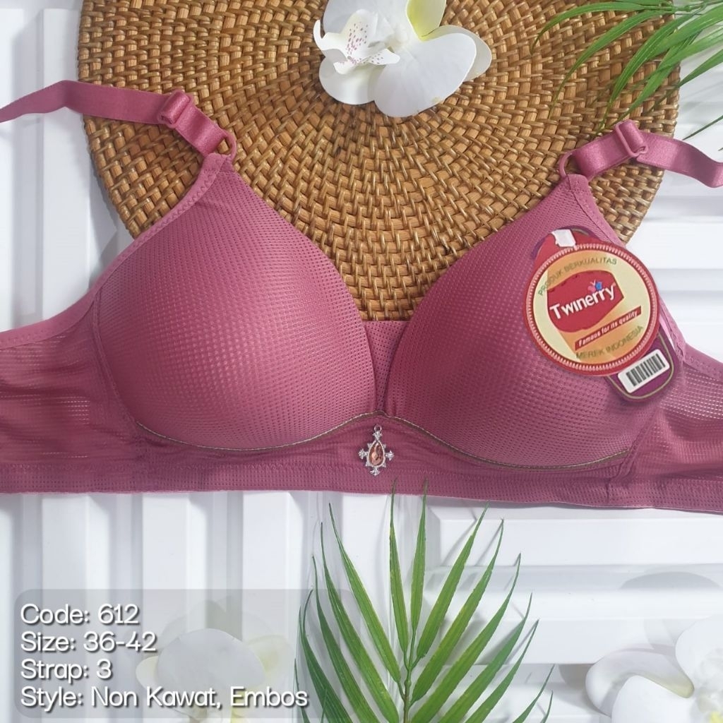 Bh Bra Lembut Motif Wafer Busa Tipis Cup B Ukuran 36 - 42, Kait 3 Tanpa Kawat #612