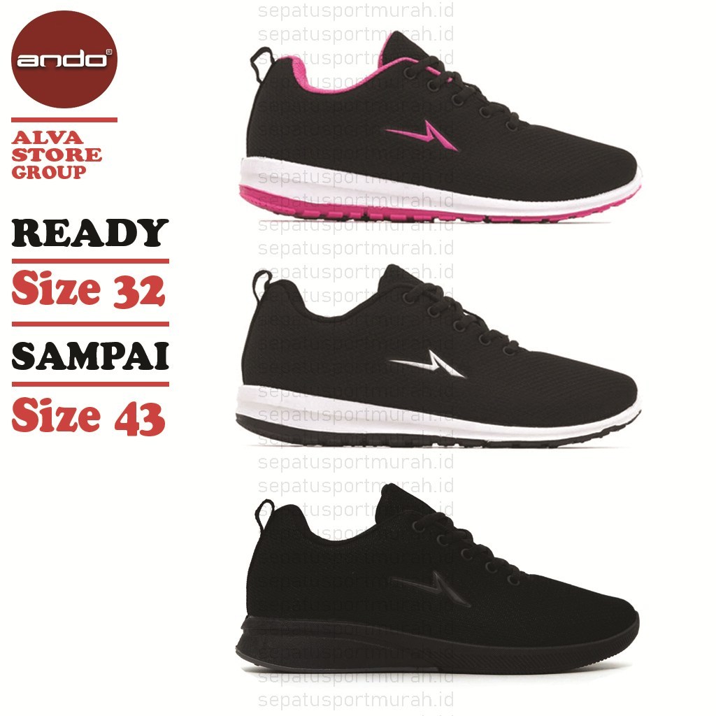 SEPATU ANDO TALI SIZE 32 SAMPAI 43 ORIGINAL REMAJA SMP SMA KULIAH HITAM PUTIH TNGH SEPATUSPORTMURAH