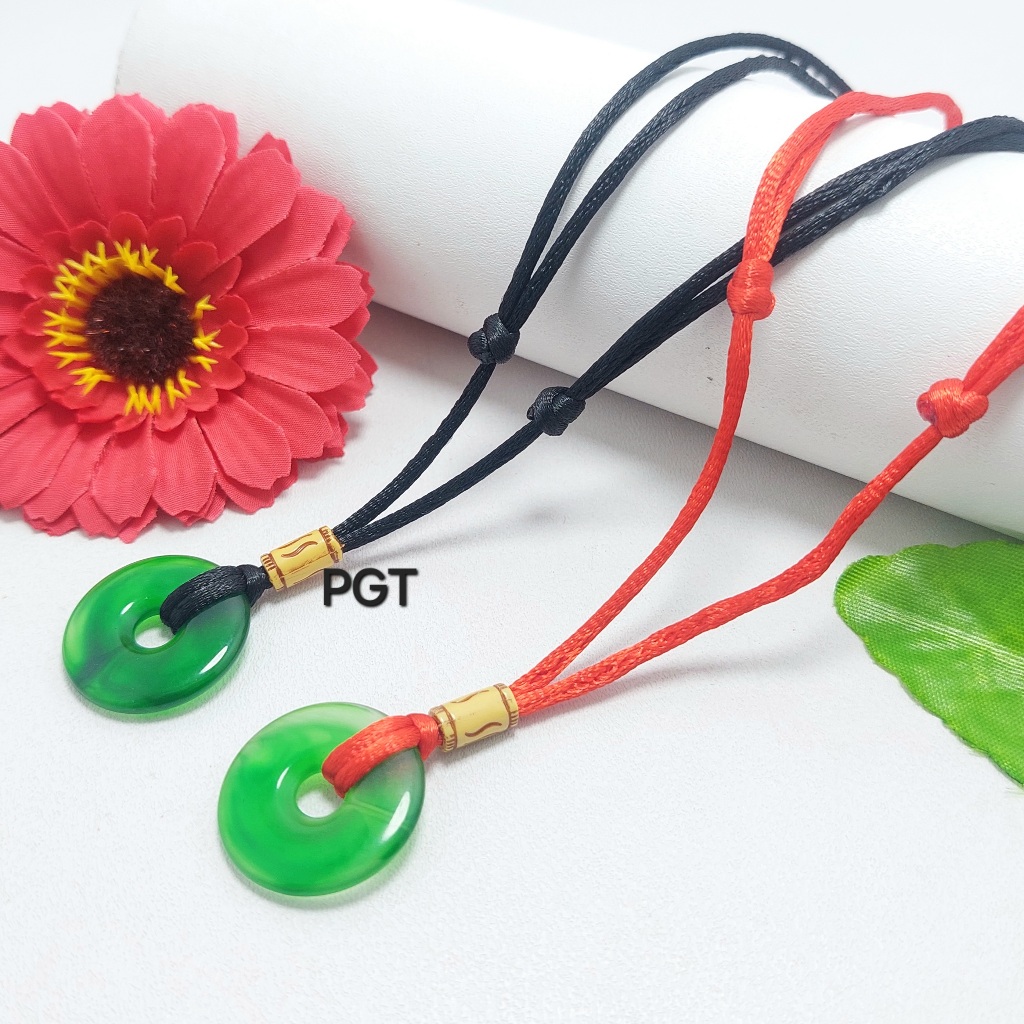 Kalung Koin Kalung Tali Liontin Koin Hijau Ijo Kalung Pria Wanita Kalung Keren