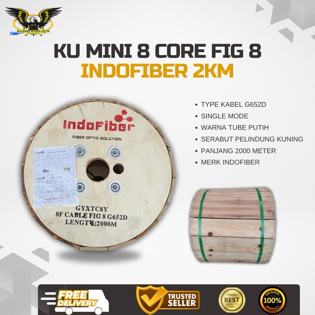IndoFiber Kabel Fiber Optik KU Mini Fig 8 8 Core Panjang 2KM Outdoor