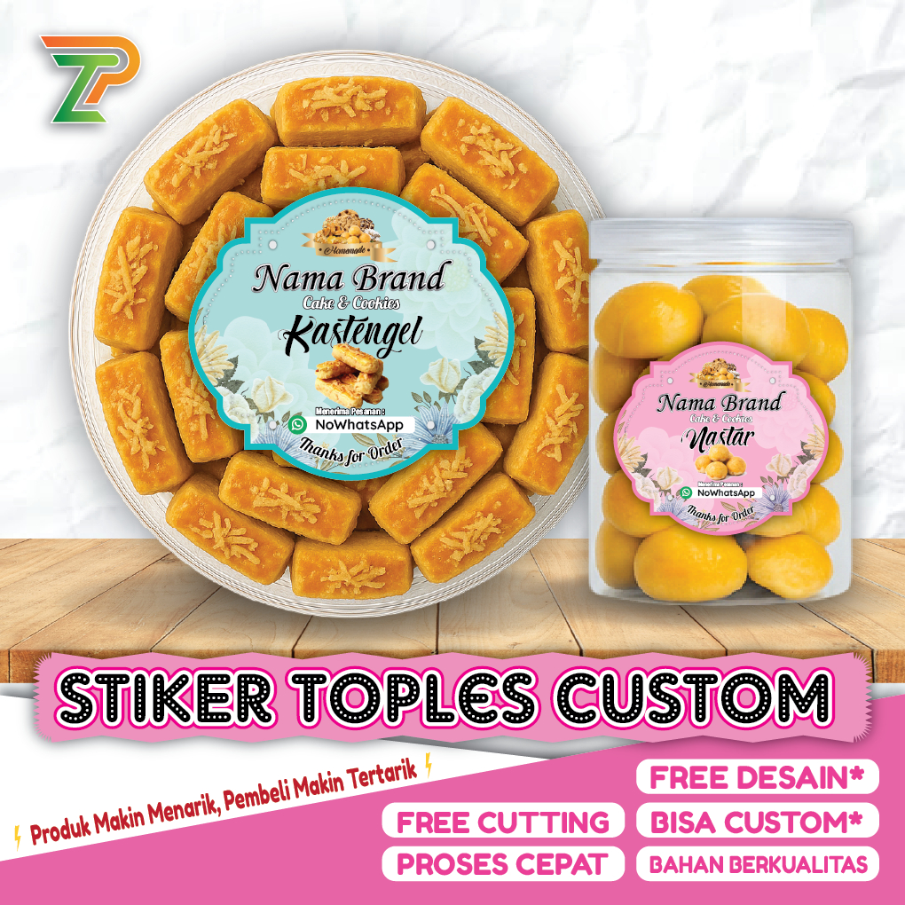 Custom Stiker Label Toples Kue Lebaran | Bisa Nama Brand Sendiri – Free Desain