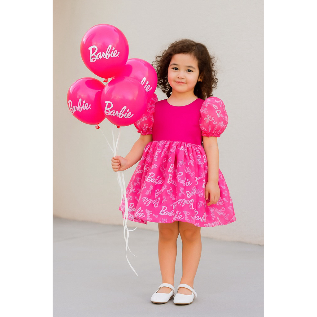 gaun barbie organza gaun barbie anak perempuan tangan balon