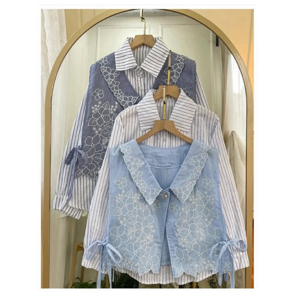 A 016 | DAILORA NINA ONE SET + VEST | Motif Bordir Salur Mix Cotton Zara