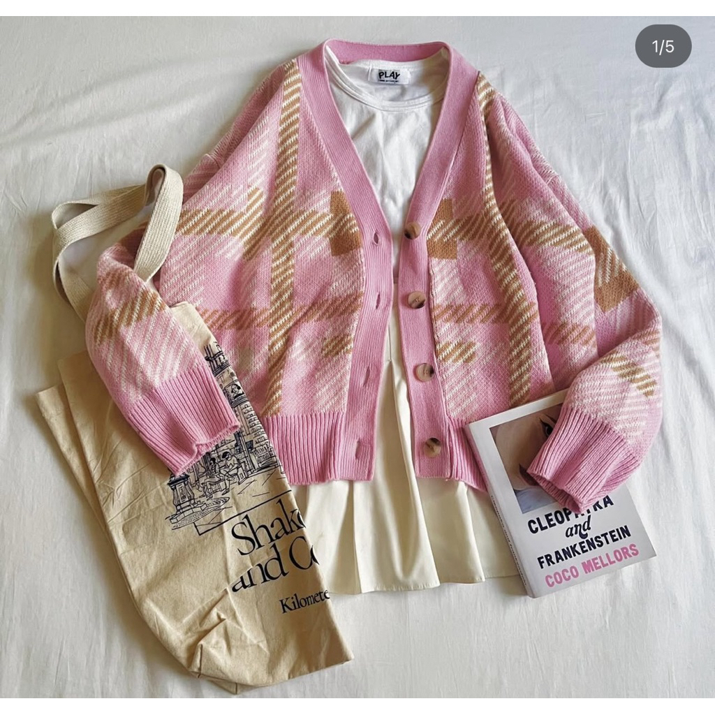 Lamona Plaid Knitted Cardigan