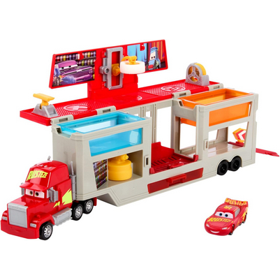 Mattel Disney and Pixar Cars Transforming Truck & Toy Car Playset, Color Changers Paint Shop Mack wi