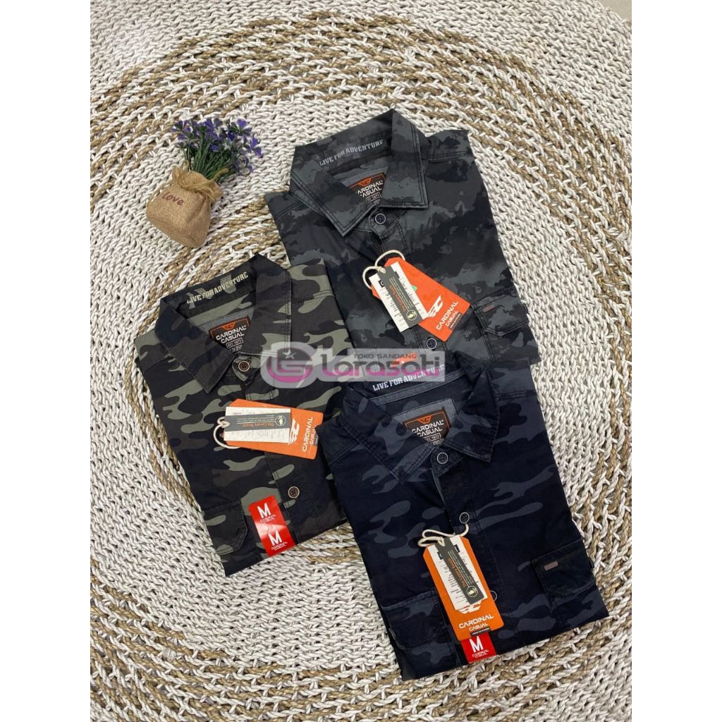 kemeja doreng CARDINAL lengan pendek pria/ kemeja terbaru kekinian