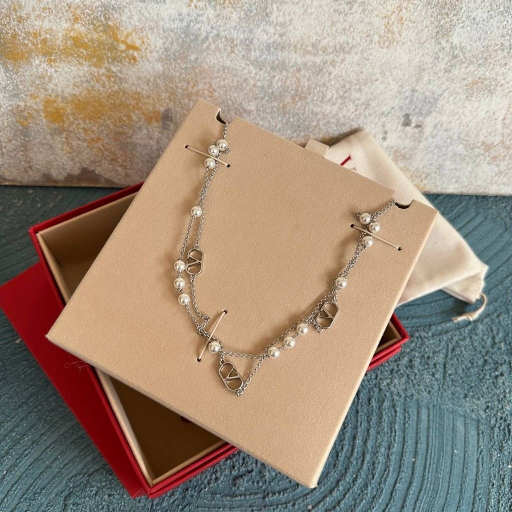 Valentino VLogo Necklace x Pearl