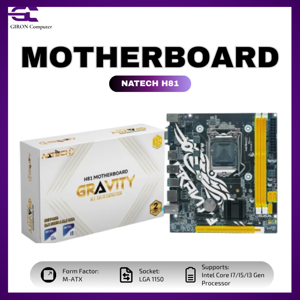 MOTHERBOARD NATECH H81 GRAVITY LGA 1150 M.2 NVME & M.2 SATA