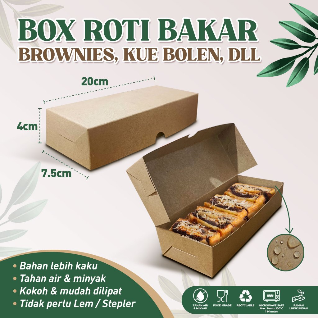 BOX ROTI BAKAR / DUS ROTI BAKAR POLOS Ukuran 20x7.5x4cm