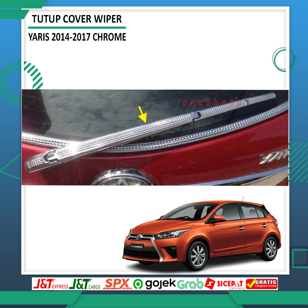 TUTUP COVER WIPER YARIS 2014 2015 2016 2017 CHROME