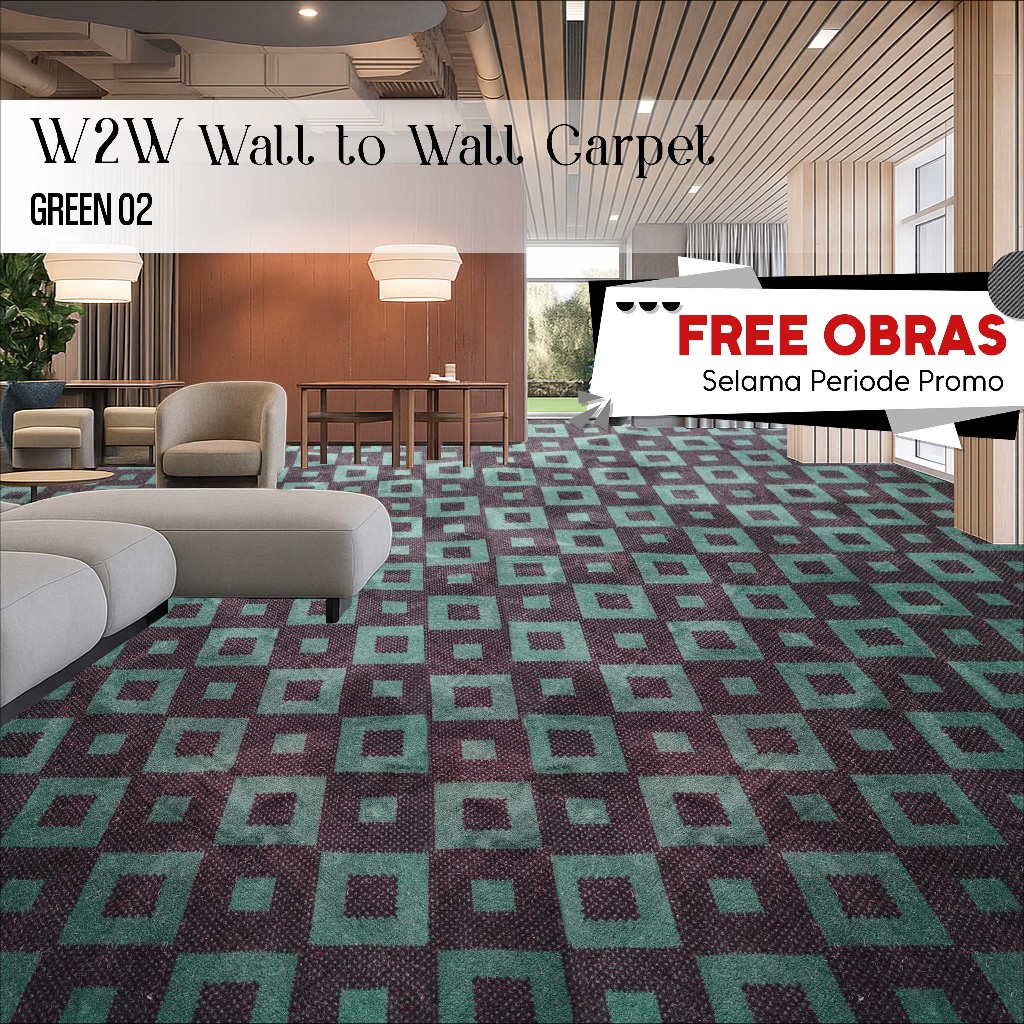 W2W Carpet Width 4m SKY RUG Karpet Meteran 3.4 x 4M (L 4M) Karpet Gedung, Karpet Kantor - GREEN 02