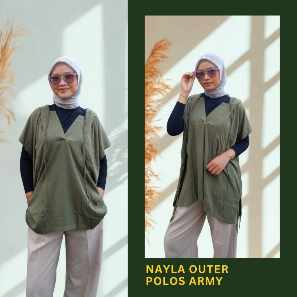Nayla Outer Polos Wanita Bahan Rayon Premium - Outer Adem - Army