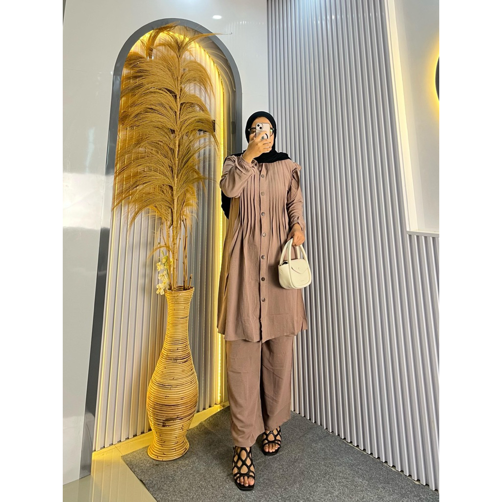 set celana tunik crincle  nadin by jevani