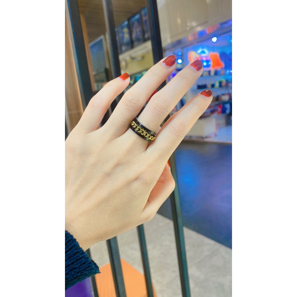 cincin pria/wanita rantai sisik naga titanium